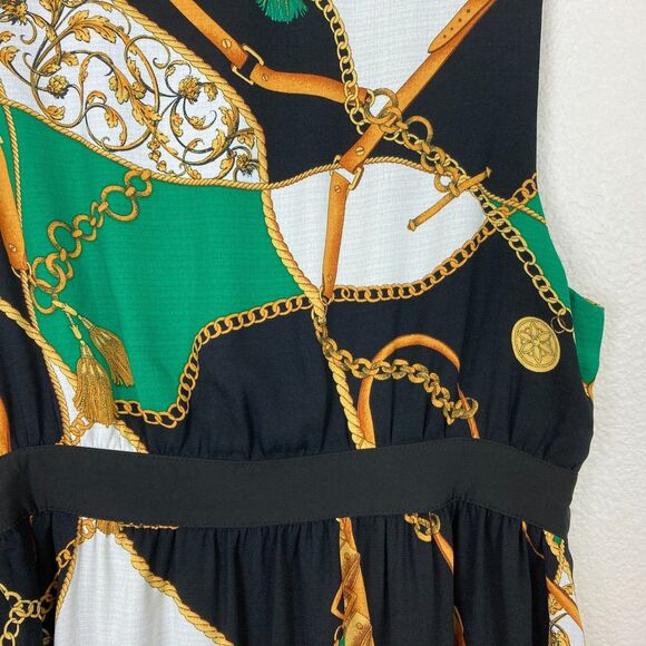 Gilli Women's Midi Dress Button Up Size M Chain Print Lined Luxury Designer - Picture 9 of 11